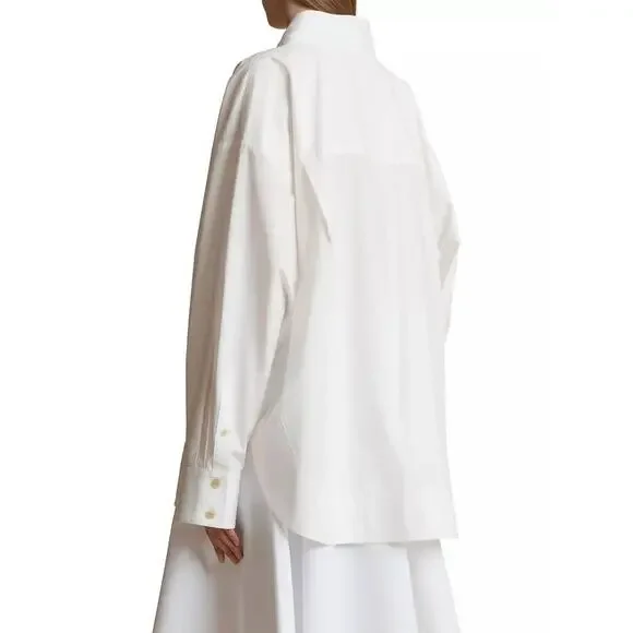 Khaite Tito Oversized Shirt Top in White 0 - Picture 2 of 5